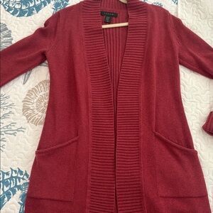 Tahari Deep Red Ribbed Cardigan